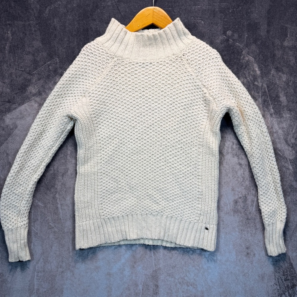 American Eagle Outfitters Sweater Womens Cream Regular Size S Mock Neck Wool